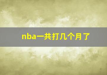 nba一共打几个月了