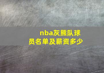 nba灰熊队球员名单及薪资多少