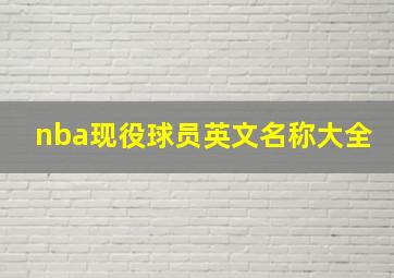 nba现役球员英文名称大全