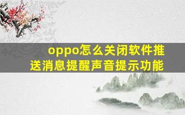 oppo怎么关闭软件推送消息提醒声音提示功能