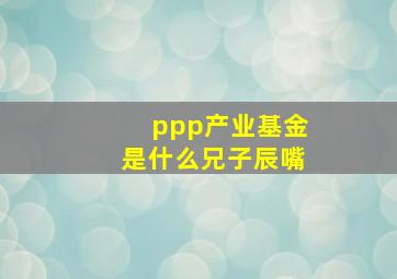 ppp产业基金是什么兄子辰嘴