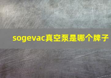 sogevac真空泵是哪个牌子