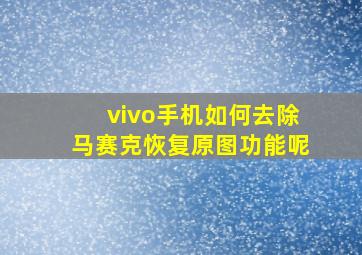 vivo手机如何去除马赛克恢复原图功能呢