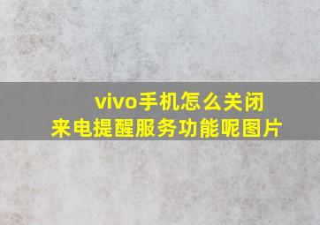 vivo手机怎么关闭来电提醒服务功能呢图片