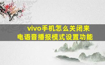 vivo手机怎么关闭来电语音播报模式设置功能