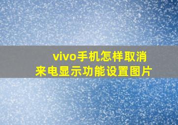 vivo手机怎样取消来电显示功能设置图片