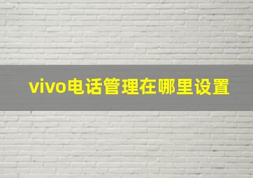 vivo电话管理在哪里设置