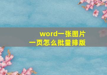 word一张图片一页怎么批量排版