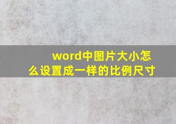 word中图片大小怎么设置成一样的比例尺寸