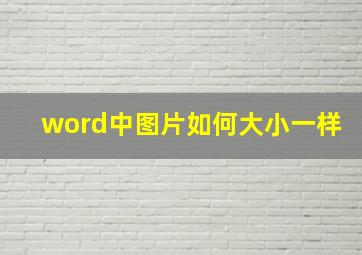 word中图片如何大小一样