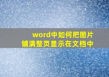 word中如何把图片铺满整页显示在文档中