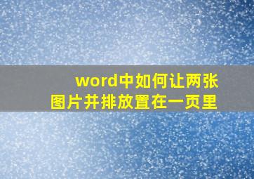 word中如何让两张图片并排放置在一页里