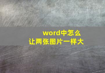 word中怎么让两张图片一样大