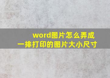 word图片怎么弄成一排打印的图片大小尺寸