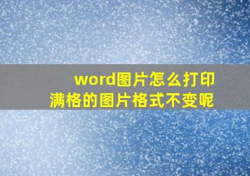 word图片怎么打印满格的图片格式不变呢