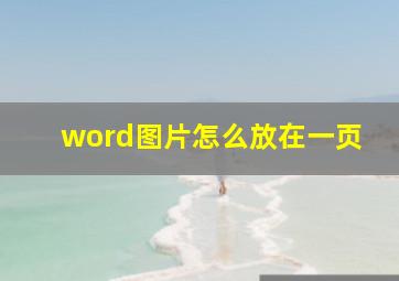 word图片怎么放在一页