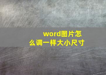 word图片怎么调一样大小尺寸