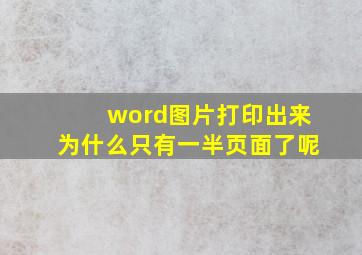 word图片打印出来为什么只有一半页面了呢