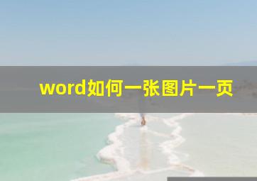 word如何一张图片一页