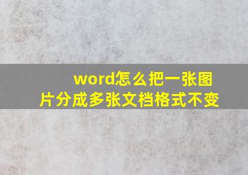 word怎么把一张图片分成多张文档格式不变