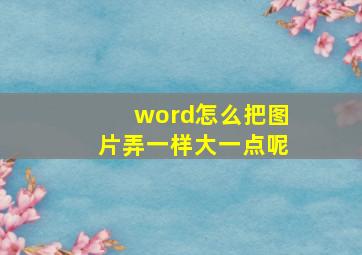 word怎么把图片弄一样大一点呢