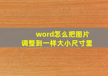 word怎么把图片调整到一样大小尺寸里