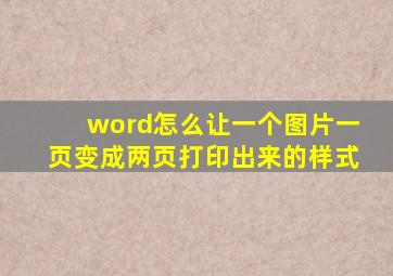 word怎么让一个图片一页变成两页打印出来的样式