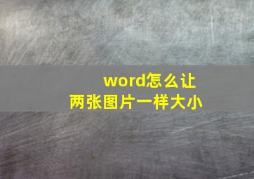 word怎么让两张图片一样大小