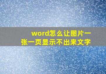 word怎么让图片一张一页显示不出来文字