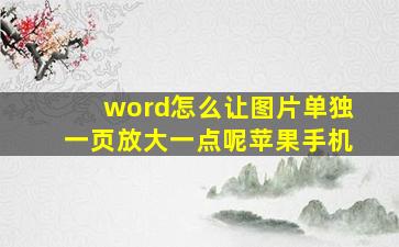 word怎么让图片单独一页放大一点呢苹果手机