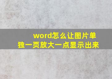 word怎么让图片单独一页放大一点显示出来