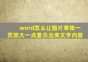 word怎么让图片单独一页放大一点显示出来文字内容