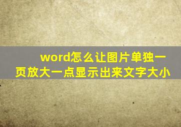 word怎么让图片单独一页放大一点显示出来文字大小