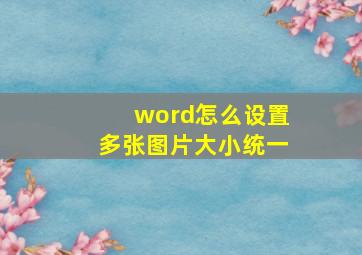 word怎么设置多张图片大小统一