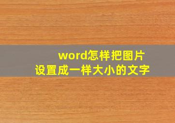 word怎样把图片设置成一样大小的文字