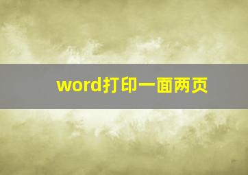 word打印一面两页