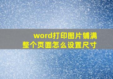 word打印图片铺满整个页面怎么设置尺寸