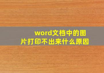 word文档中的图片打印不出来什么原因