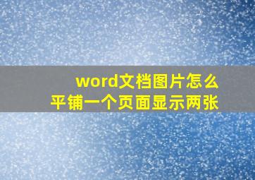 word文档图片怎么平铺一个页面显示两张