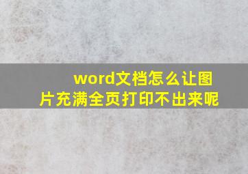 word文档怎么让图片充满全页打印不出来呢