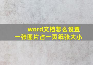 word文档怎么设置一张图片占一页纸张大小