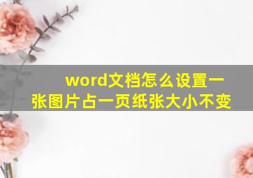 word文档怎么设置一张图片占一页纸张大小不变