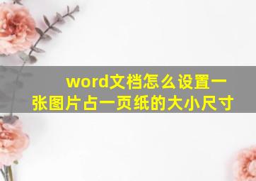 word文档怎么设置一张图片占一页纸的大小尺寸