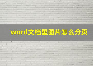 word文档里图片怎么分页