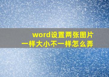 word设置两张图片一样大小不一样怎么弄