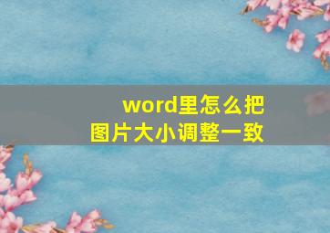 word里怎么把图片大小调整一致