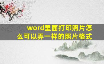 word里面打印照片怎么可以弄一样的照片格式