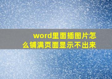 word里面插图片怎么铺满页面显示不出来