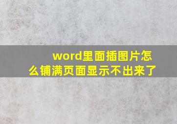 word里面插图片怎么铺满页面显示不出来了