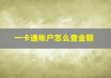 一卡通帐户怎么查金额